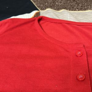 Red Shirt Top Round Neck