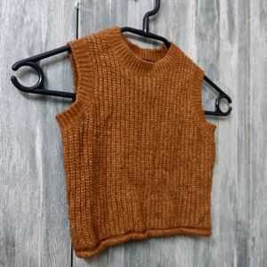 Brown Woolen Crop Top