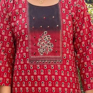 Pure Cotton Kurti & Pant With Dupatta (3pcs)