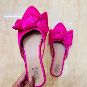 Fuschia Color Bow Flats 🎀