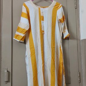 Yellow And White Stripped Kurti