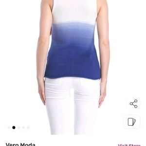 Vero Moda White & Blue Ombre-dyed Y2K Top ❤️