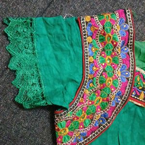 Embroidered Green Kurti