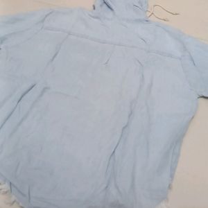 Denim Shirt With Hoodie Pattern