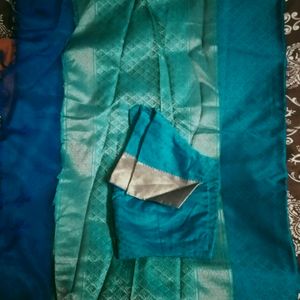 Blue Colour Fancy Pattu Saree