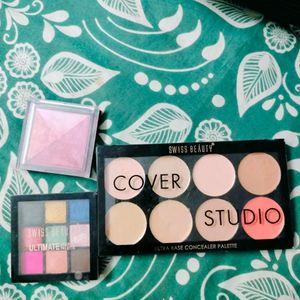 Combo Of 3 Concealer Eyeshadow Blush Pallet