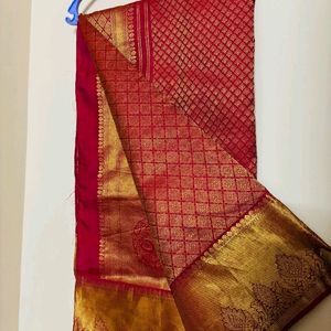 7k Fixed Red Color Kanchi Pattu Saree(No Blouse)