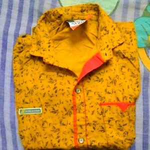 Mens Mustard Printed Shirt