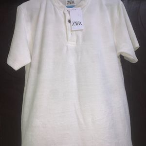 MENS ZARA NO COLLAR TSHIRT