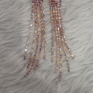 Long Earrings With Multi Shine Stones