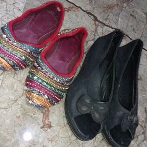 Black Pletfom Heel& Rajstani Bellie