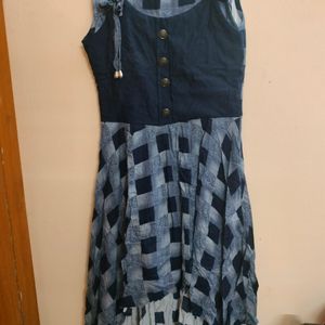 Blue Grey One Piece Mid Size Dress