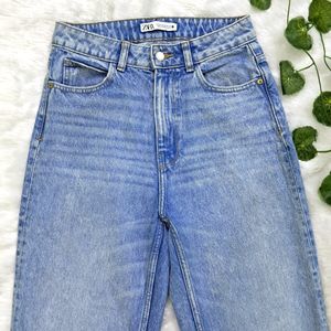 Zara Ripped Wide Leg Jeans