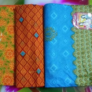 Bronze ( Kansa) Plate With Cotton Saree Set Of 3