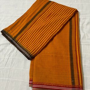 Checked Pure Cotton Saree