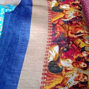 Blue Chunari Sarees With Digital Print