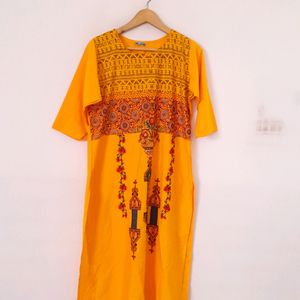 Mustard Printed Kurta (Women's)