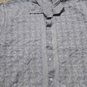 Chikankari Short Sleeve Shirt (Mens)