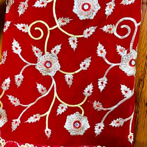 Embroidered Red Silk Saree