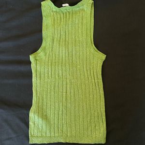 Zara green knitted glitter tank top