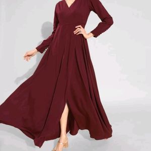 Berrylush Women Maroon Solid Bishop Sleeves Dress