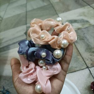 Organza Pearl Scrunchies