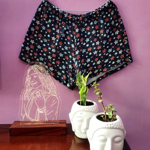 Black Printed Shorts (Women)