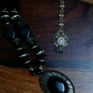 Black & Gold Beaded Brass Jewellery