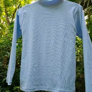 BLUE RIBBED KOREAN TOP