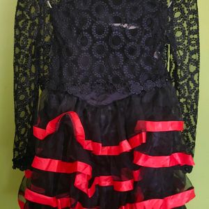 Flared Red And Black Party  DressNew With Tag