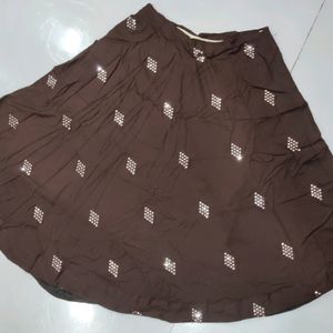 Brown Mirror Work Lehenga