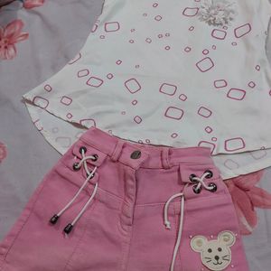 White&pink Westren Dress for 2-4yr Girl Gently Used Pink Skirt Looks Very Nice Comb