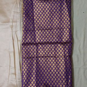 Purple&Golden Saree (With Bpuse Piece)