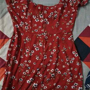 Floral Red Midi Dress