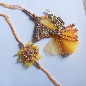 Floral Designer Rakhi for Bhaiya Bhabhi Rakshaband