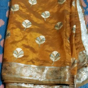 Beautiful saree With Sliver Design