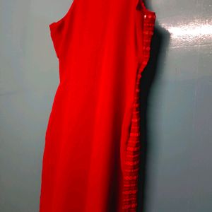 Strappy Gorgeous Red Kurta With Bottom Wear