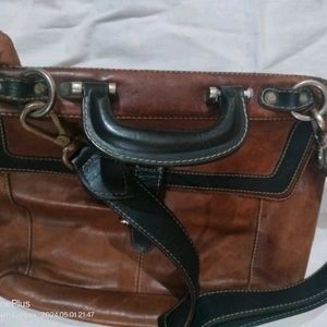 Used Genuine Leather Unisex Office Bag In Good Con