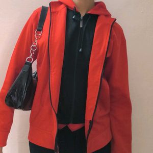 Women Red Jacket With Hood