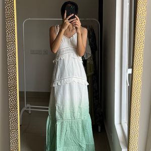 Cut Sleeve Ombre Cotton Maxi Dress