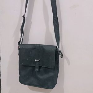 Blue Solid Textured Sling Bag