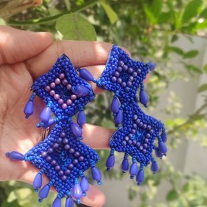 Blue Coloured Beads Earrings