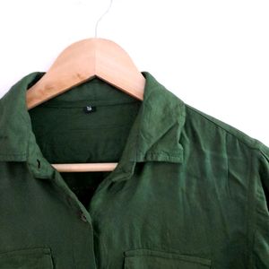 Olive Green Cotton Shirt Women's Top