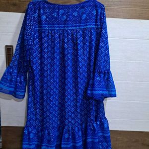 Blue Itse Kurta With Foil Print