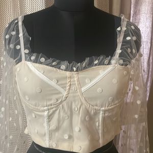 Crop Top With Mesh Sleeves