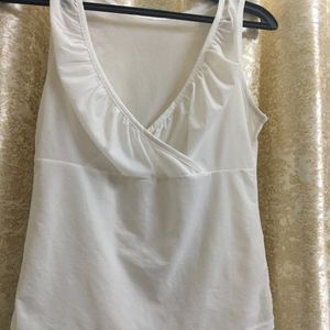 Deep V Neck Sleeveless Mesh Semi Sheer Top