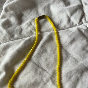 Yellow Crystal Pearl Necklace