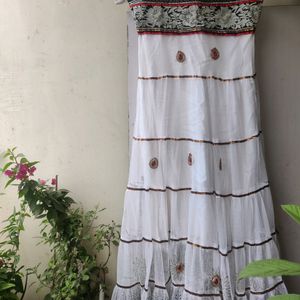 White Anarkhali With Dupatta For Women