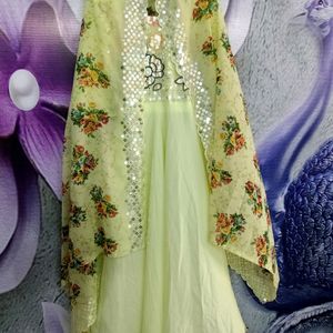 Anarkali kurta With Floral Print Duppata Set