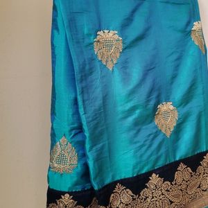 Party Wear Saree With Blouse And Pico Fall